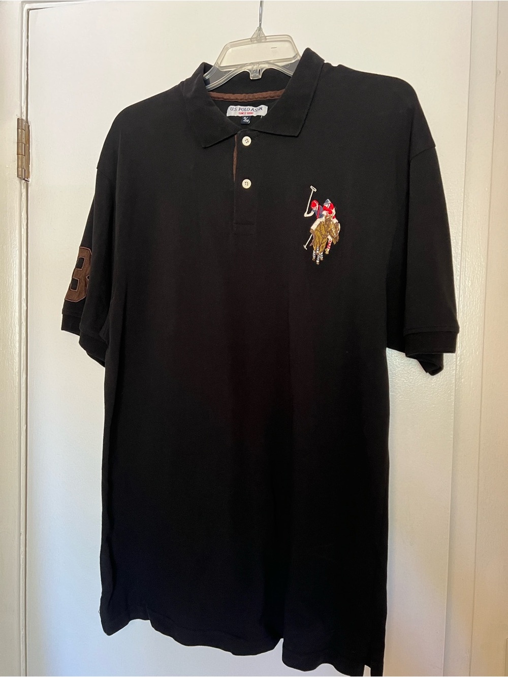 US Polo Assn Black Short Sleeve Polo Shirt. Size XL.